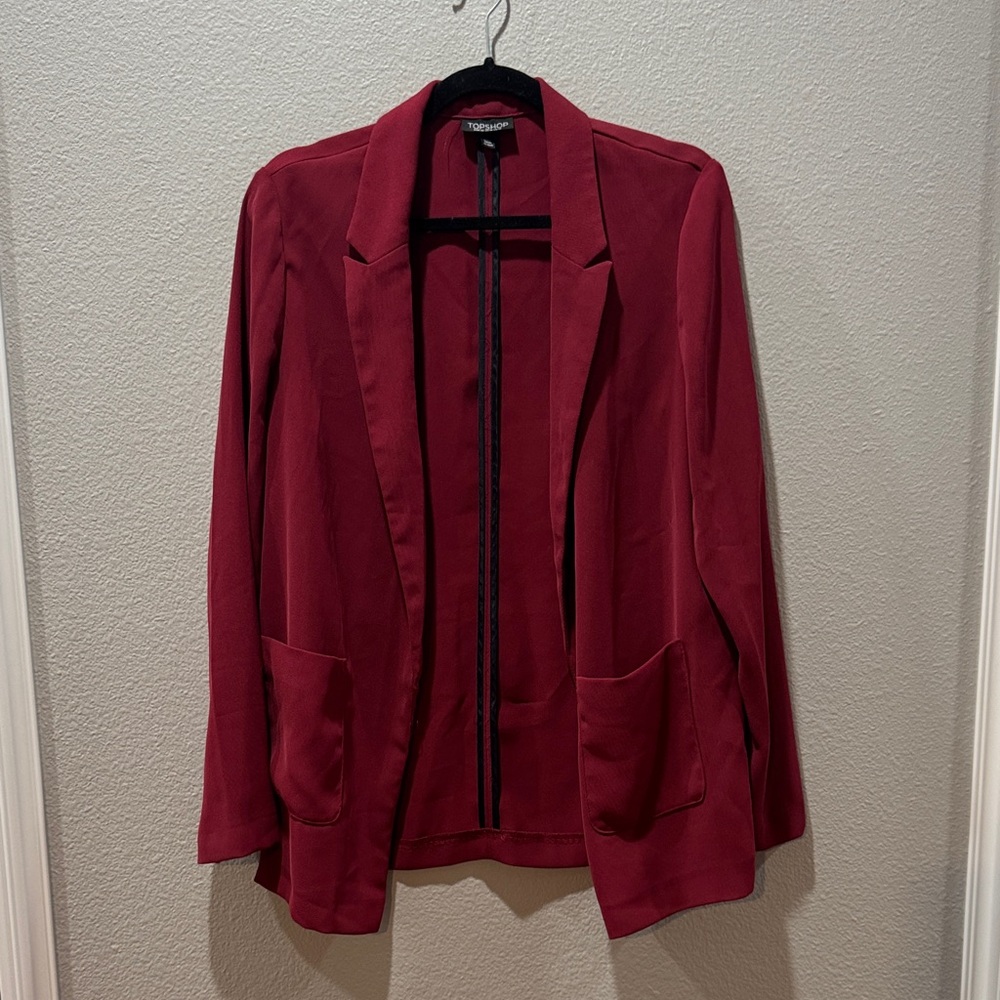 ❤️ Topshop Deep Red Women’s Blazer – Size 10 ❤️ - Picture 1 of 3
